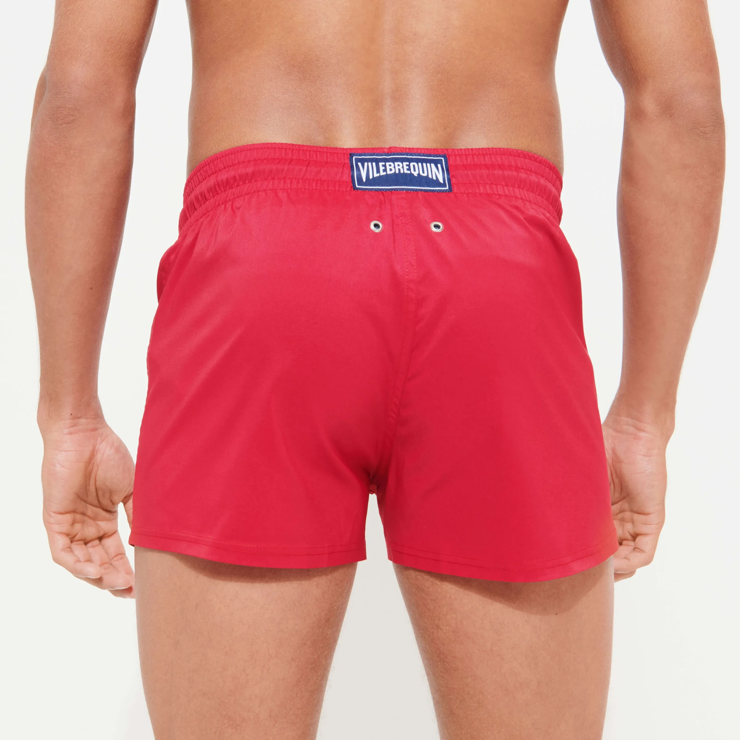 Clearance Vilebrequin Men Swim Trunks Short And Fitted Stretch Solid Burgundy/Red
