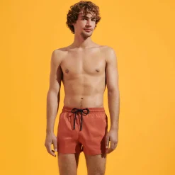 Online Vilebrequin Men Swim Trunks Short And Fitted Stretch Solid Tomette/Red