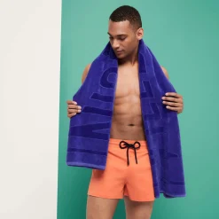 Clearance Vilebrequin Men Swim Trunks Short And Fitted Stretch Solid Guava/Orange