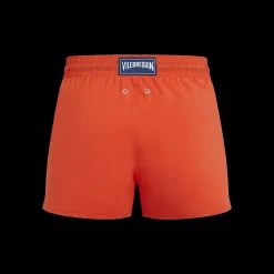 Clearance Vilebrequin Men Swim Trunks Short And Fitted Stretch Solid Guava/Orange