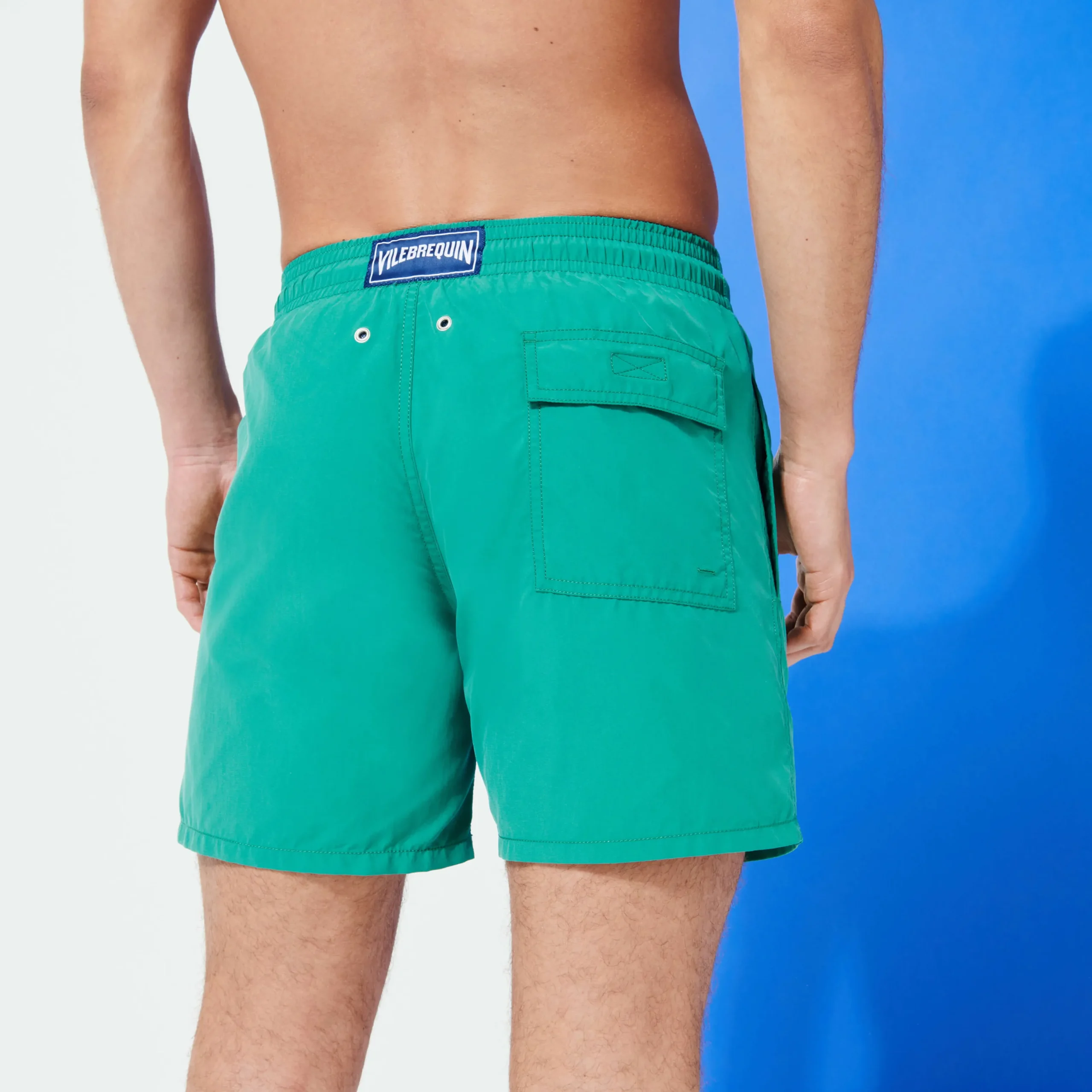Sale Vilebrequin Men Swim Trunks Solid Linden/Green