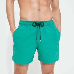 Sale Vilebrequin Men Swim Trunks Solid Linden/Green