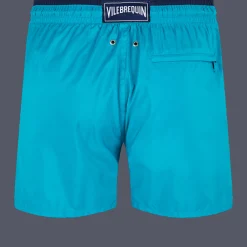 Best Vilebrequin Men Swim Trunks Solid Bicolore Ming Blue/Blue