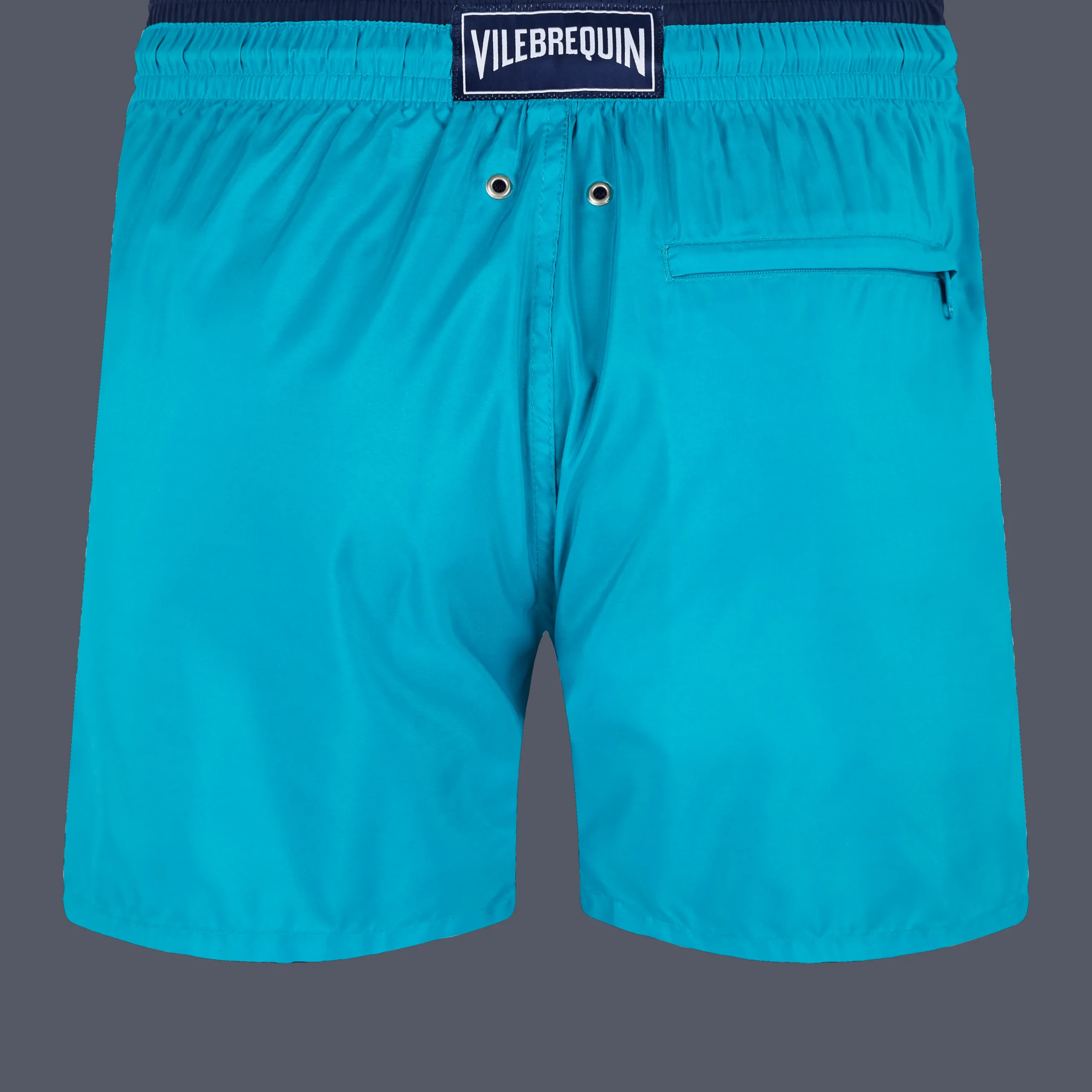 Best Vilebrequin Men Swim Trunks Solid Bicolore Ming Blue/Blue