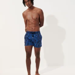 New Vilebrequin Men Swim Trunks Stretch Gershwin X Hunt Slonem - Usa Exclusive Print Navy/Blue