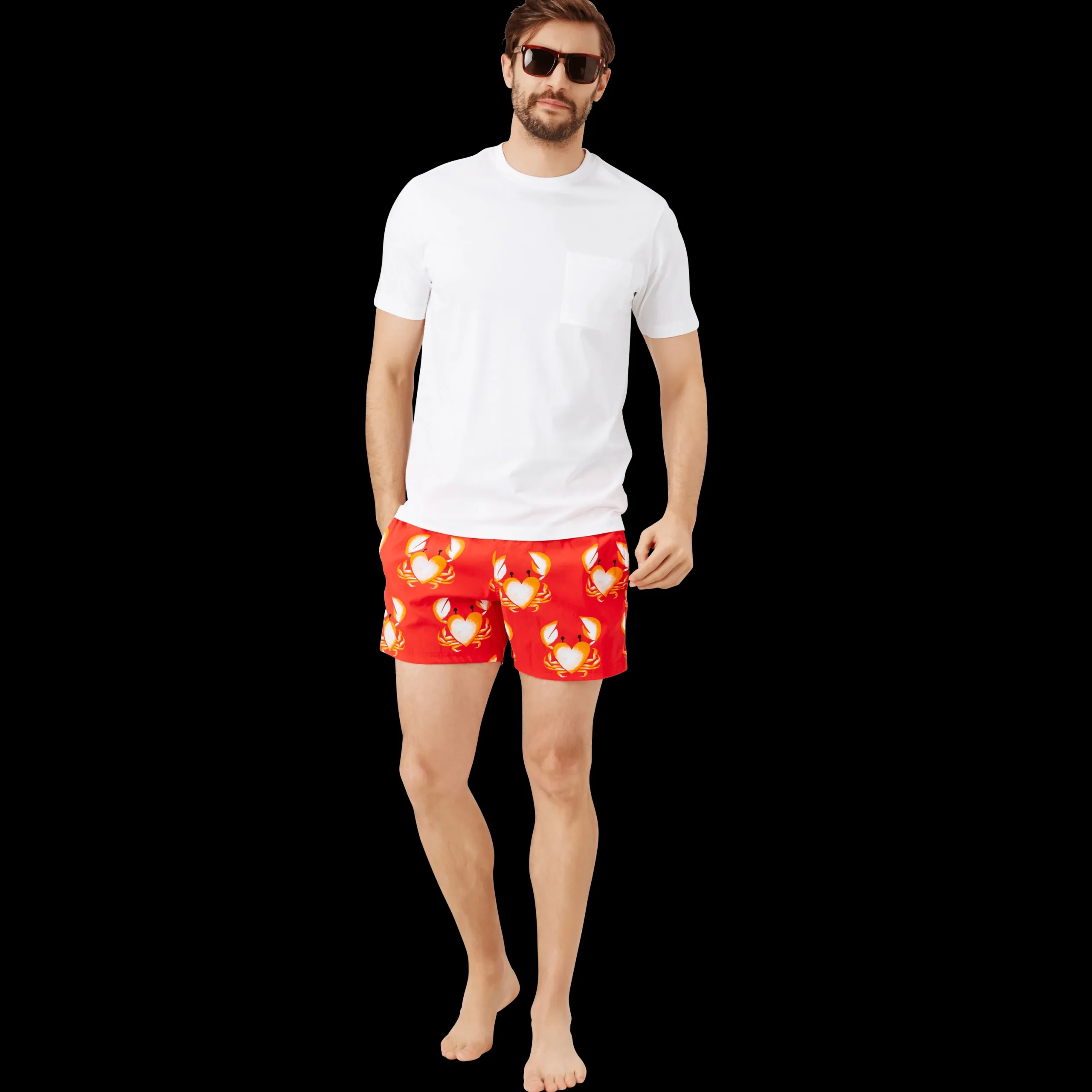 Outlet Vilebrequin Men Swim Trunks Stretch St Valentin 2020 Medicis Red/Red