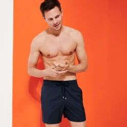 Online Vilebrequin Men Swim Trunks Ultra-Light And Packable Solid Navy/Blue