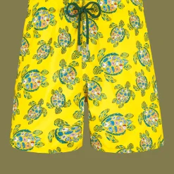 Fashion Vilebrequin Men Swim Trunks Ultra-Light And Packable Provencal Turtles Sun/Yellow