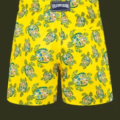 Fashion Vilebrequin Men Swim Trunks Ultra-Light And Packable Provencal Turtles Sun/Yellow