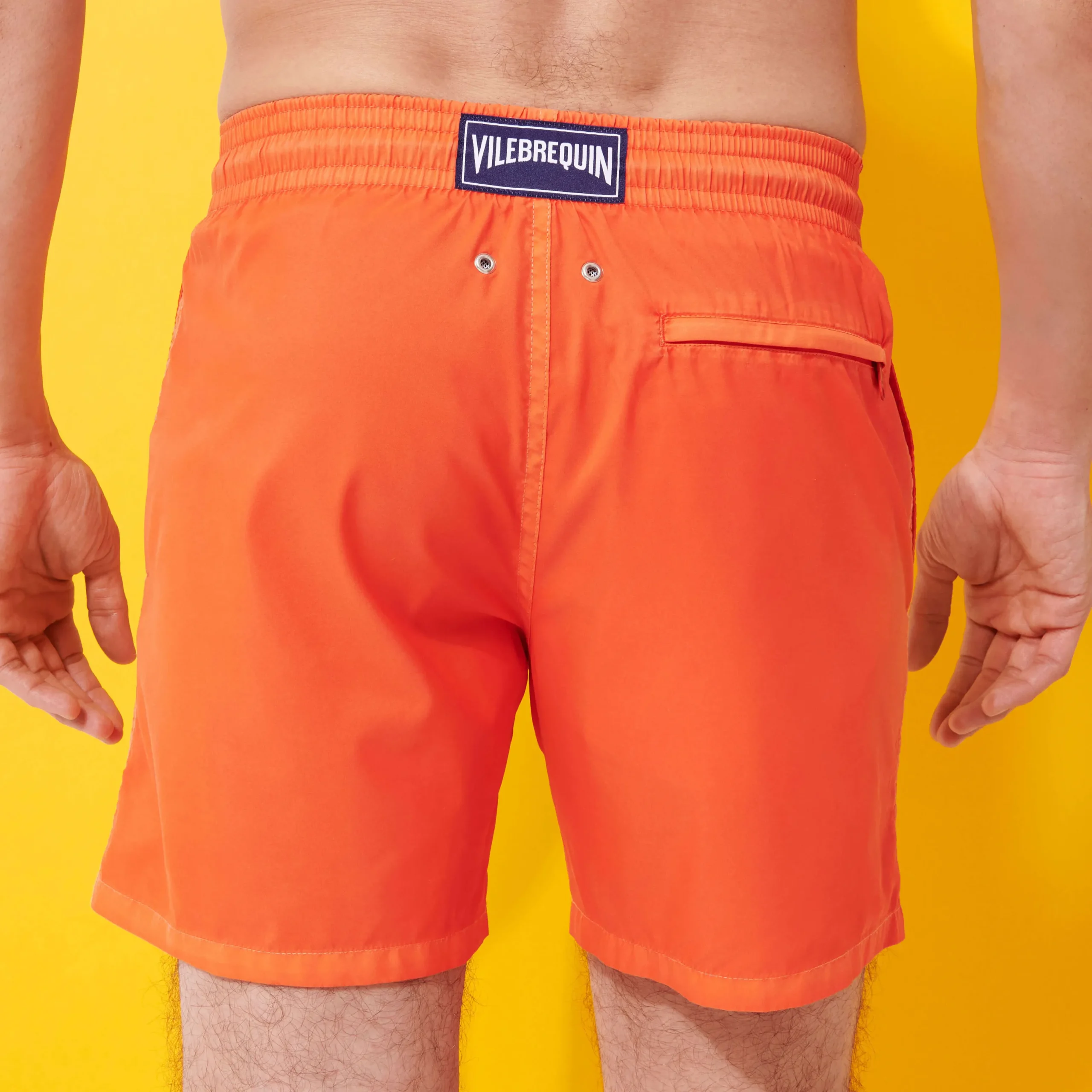 Hot Vilebrequin Men Swim Trunks Ultra-Light And Packable Solid Tango/Orange
