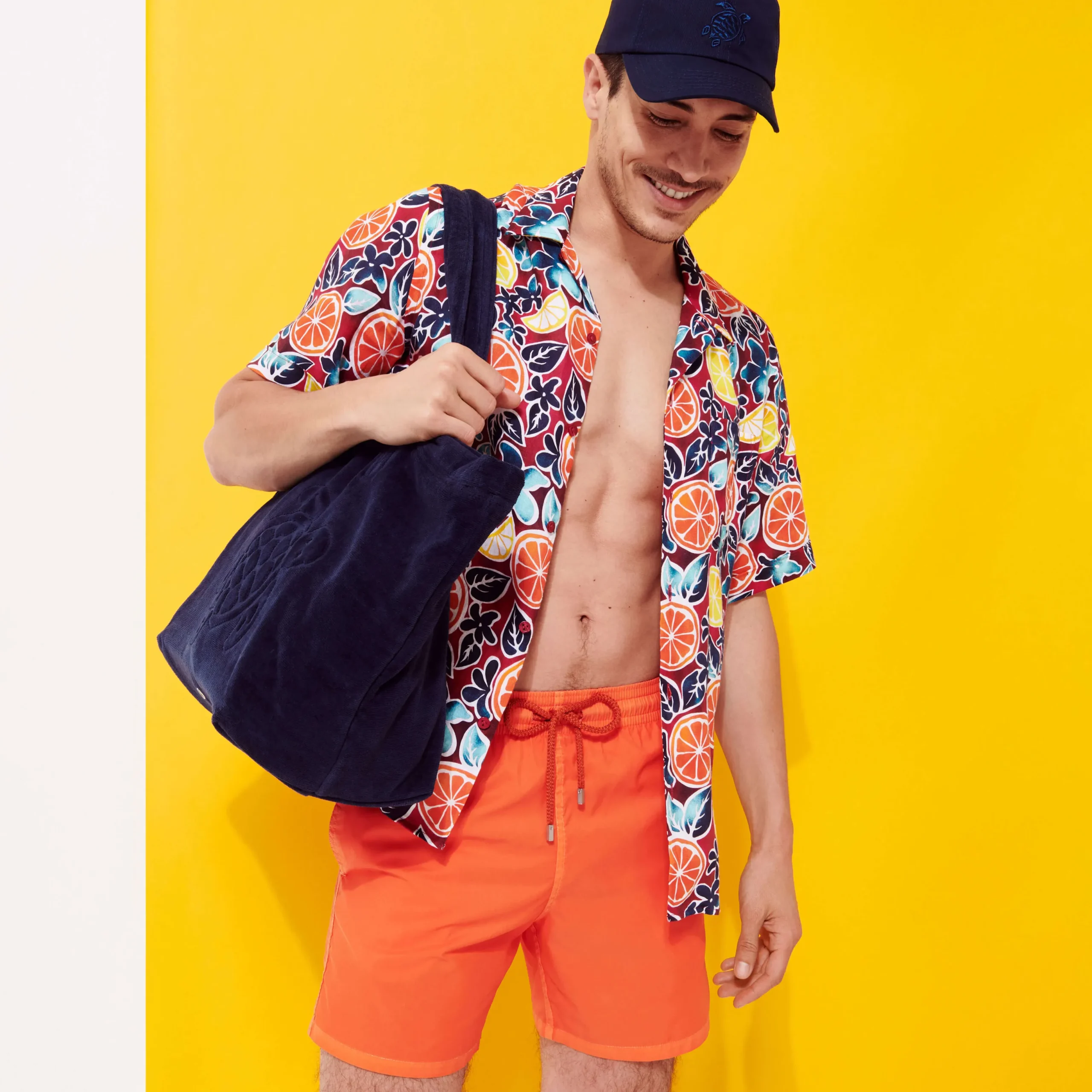 Hot Vilebrequin Men Swim Trunks Ultra-Light And Packable Solid Tango/Orange