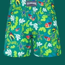 Best Vilebrequin Men Swim Trunks Ultra-Light And Packable Naive Fish Emerald/Green