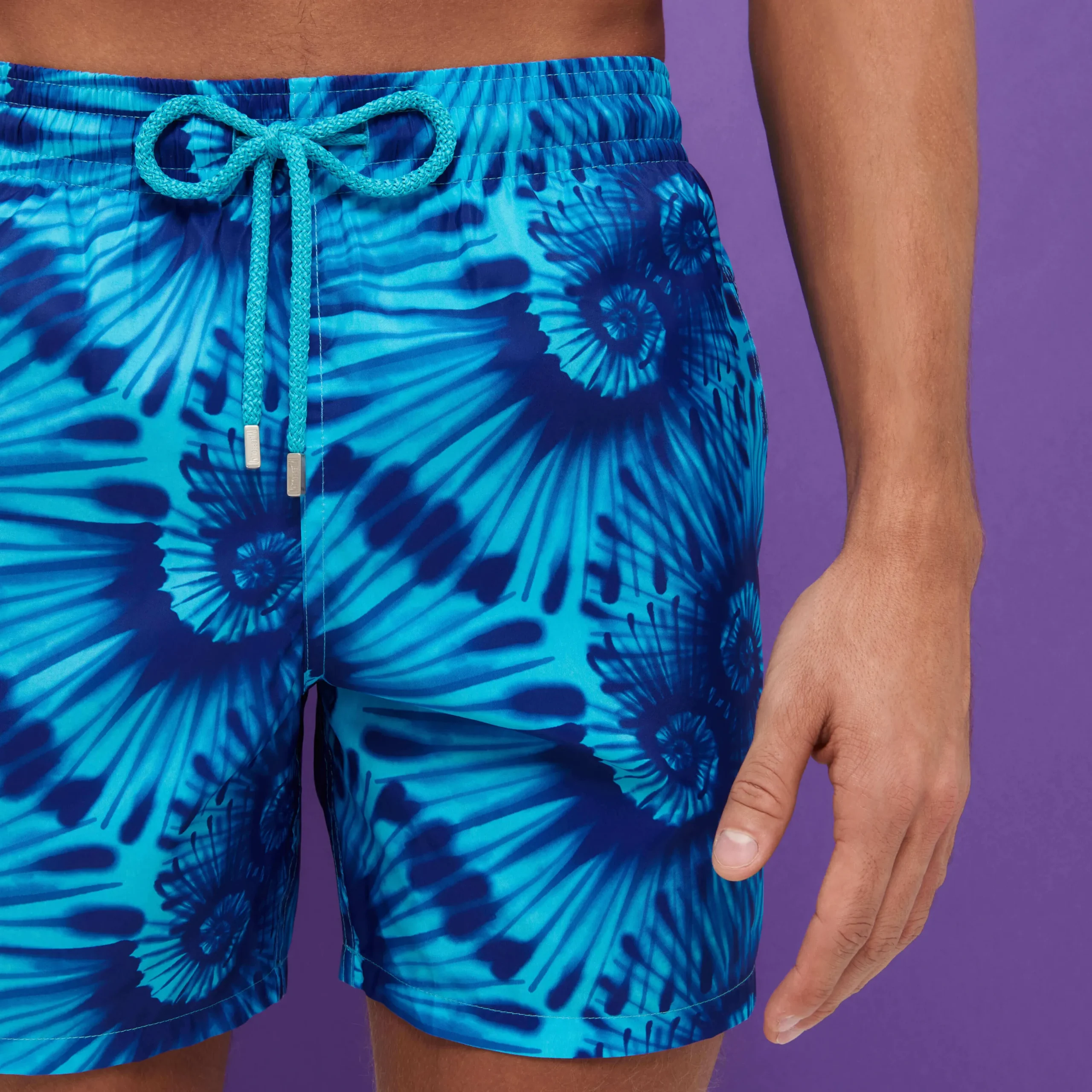Hot Vilebrequin Men Swim Trunks Ultra-Light And Packable Nautilius Tie & Dye Azure/Blue