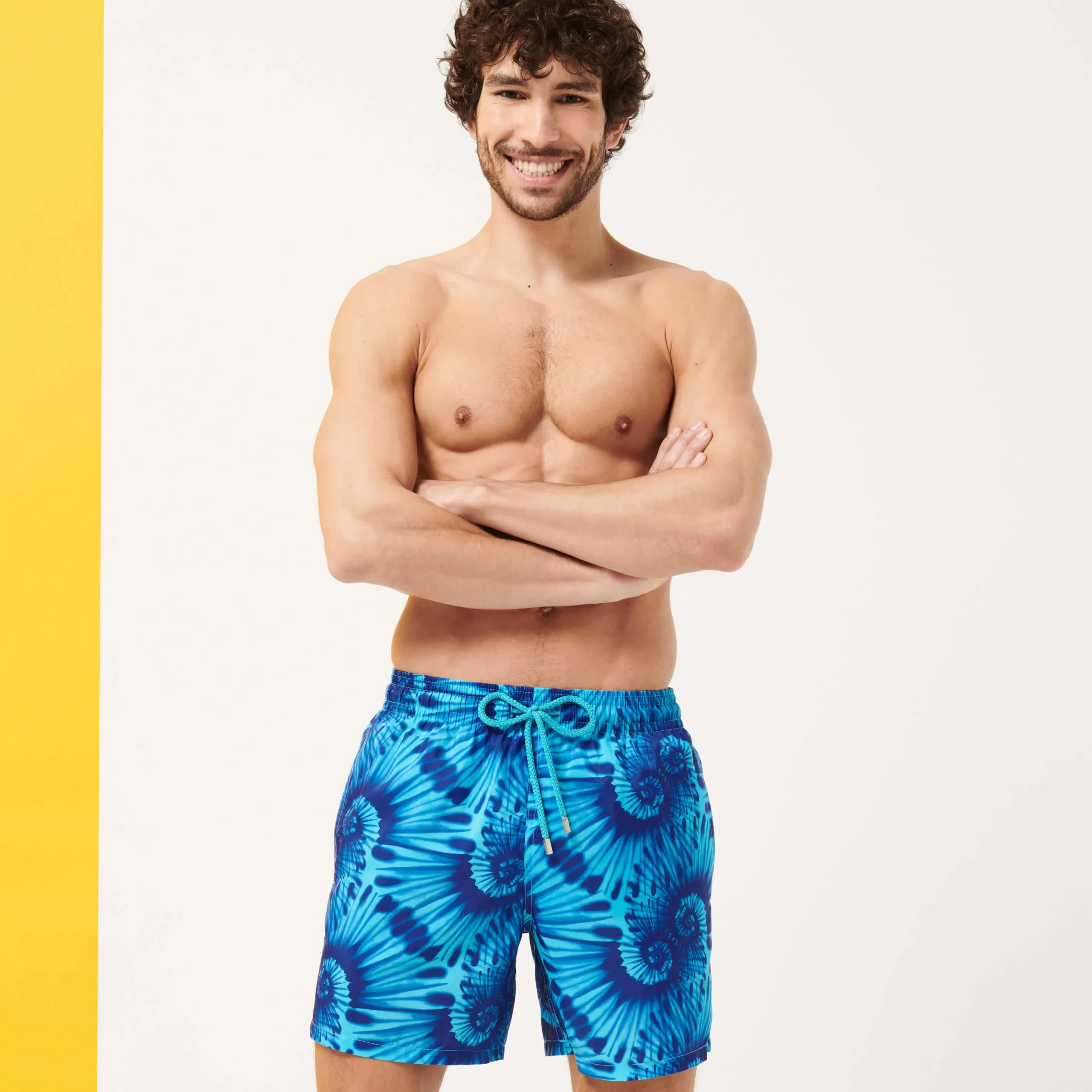 Hot Vilebrequin Men Swim Trunks Ultra-Light And Packable Nautilius Tie & Dye Azure/Blue