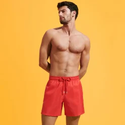 Cheap Vilebrequin Men Swim Trunks Ultra-Light And Packable Solid Poppy Red/Red