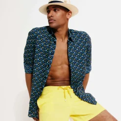 Hot Vilebrequin Men Swim Trunks Ultra-Light And Packable Solid Mimosa/Yellow