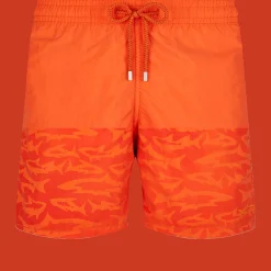 Store Vilebrequin Men Swim Trunks Water-Reactive Requins 3D Rust/Orange