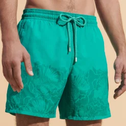 Flash Sale Vilebrequin Men Swim Trunks Water-Reactive Rascasses Tropezian Green/Green