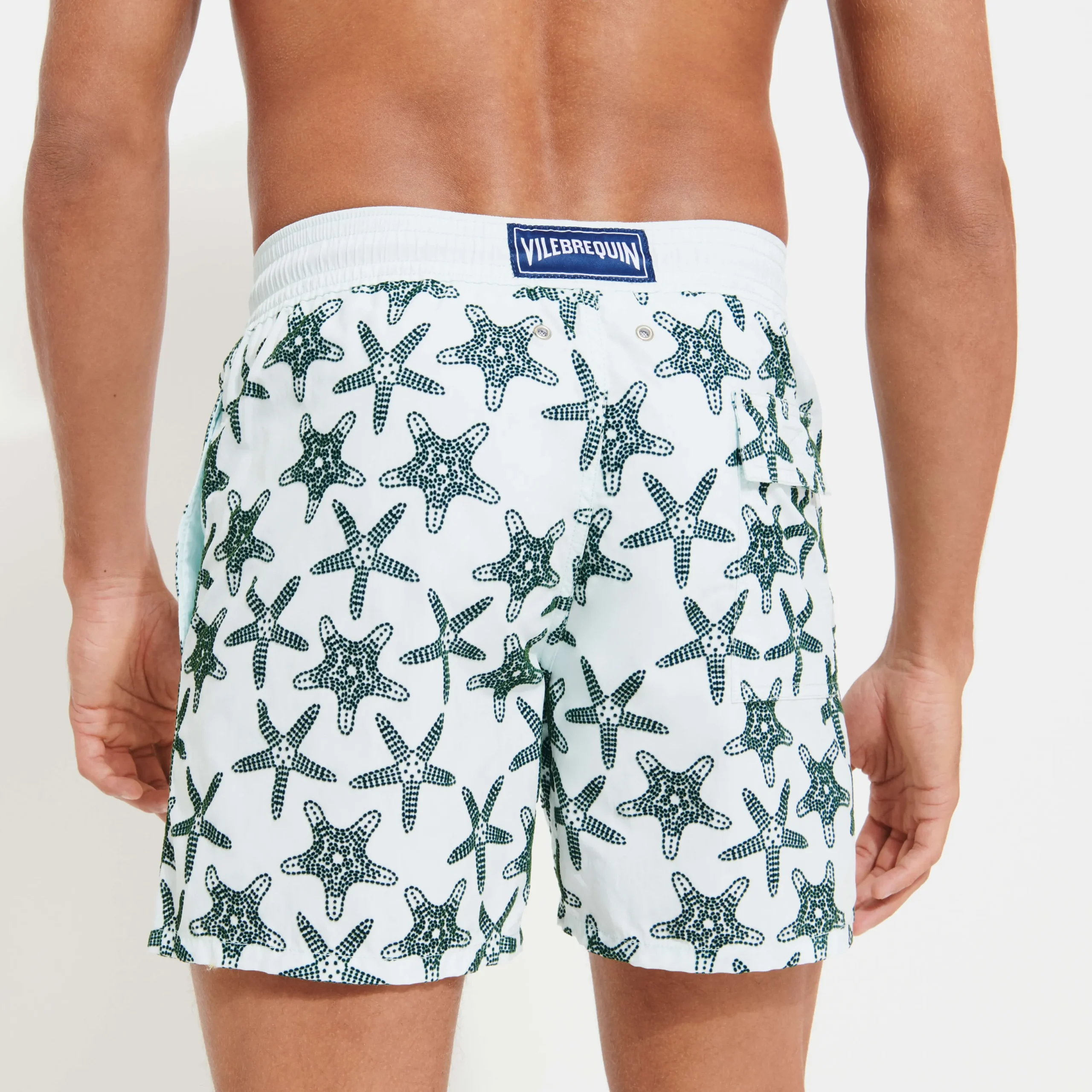 Hot Vilebrequin Men Swimwear Starfish Dance Flocked Glacier/Blue