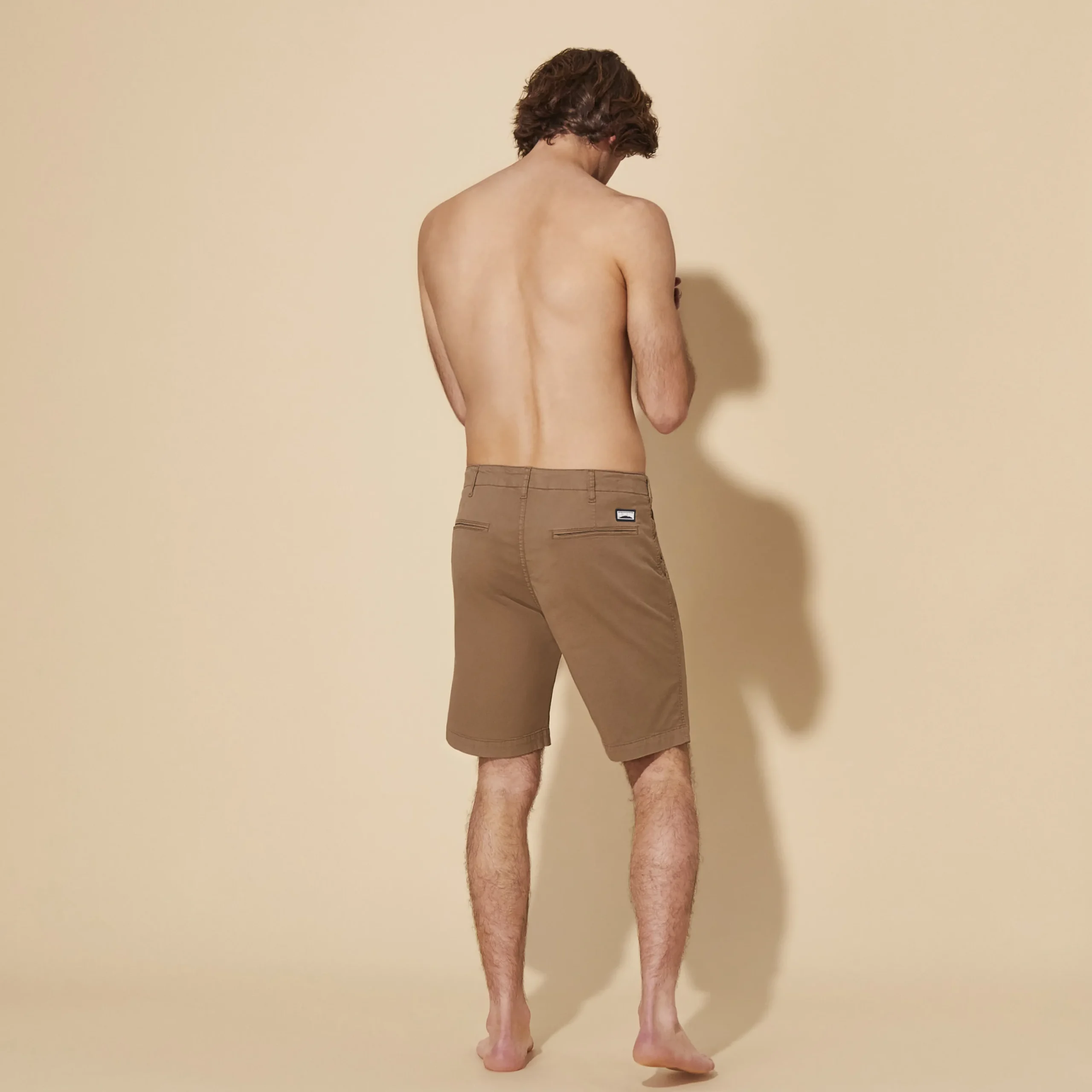 Fashion Vilebrequin Men Tencel Bermuda Shorts Solid Hazelnut/Brown