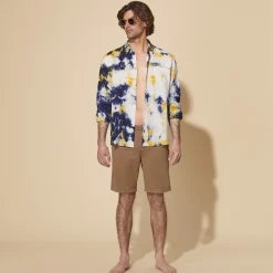 Fashion Vilebrequin Men Tencel Bermuda Shorts Solid Hazelnut/Brown