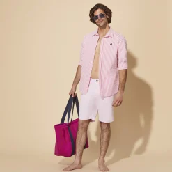 Outlet Vilebrequin Men Tencel Bermuda Shorts Solid Tea Pink/Pink