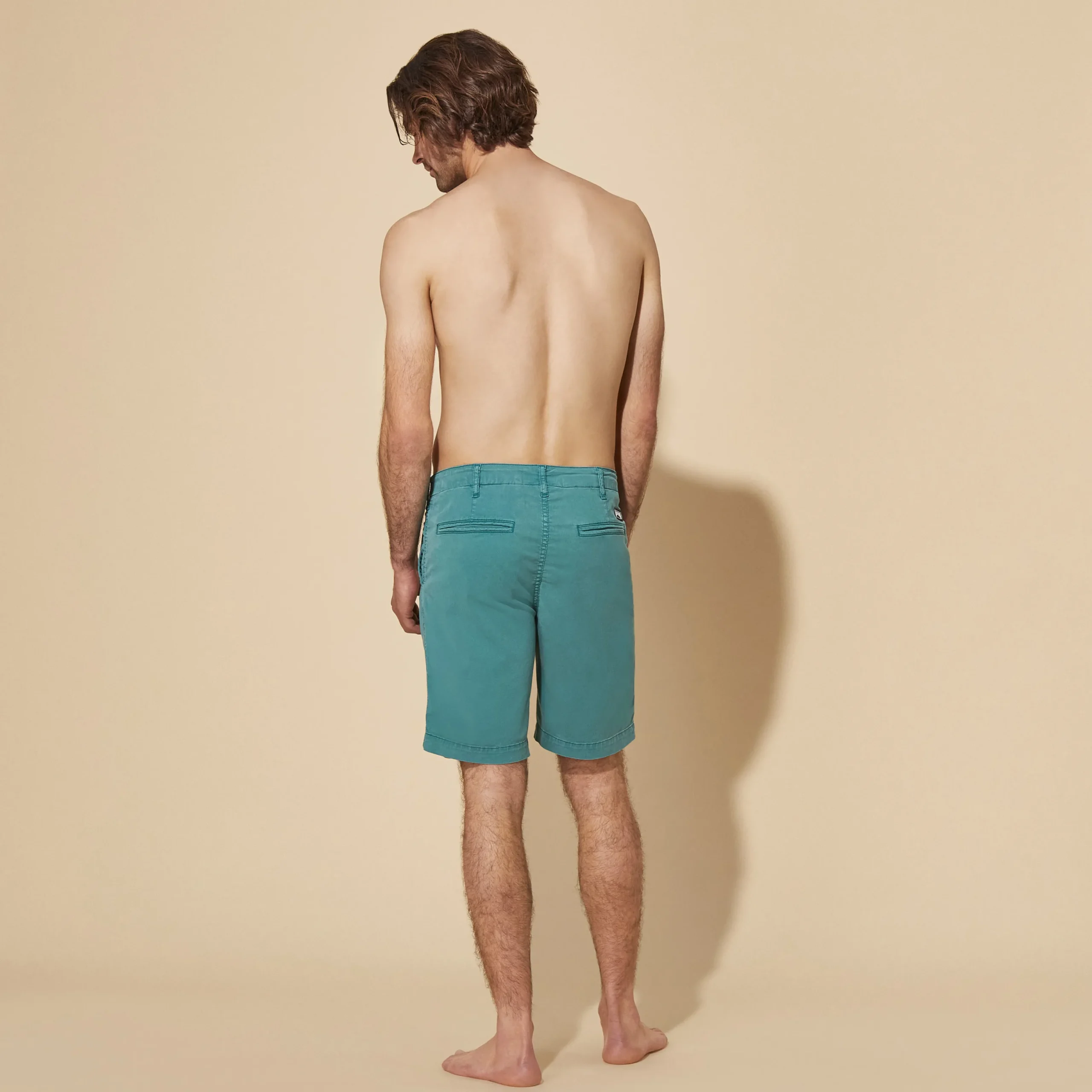 Cheap Vilebrequin Men Tencel Bermuda Shorts Solid Emerald/Green