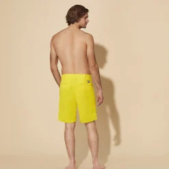 Sale Vilebrequin Men Tencel Bermuda Shorts Solid Sun/Yellow