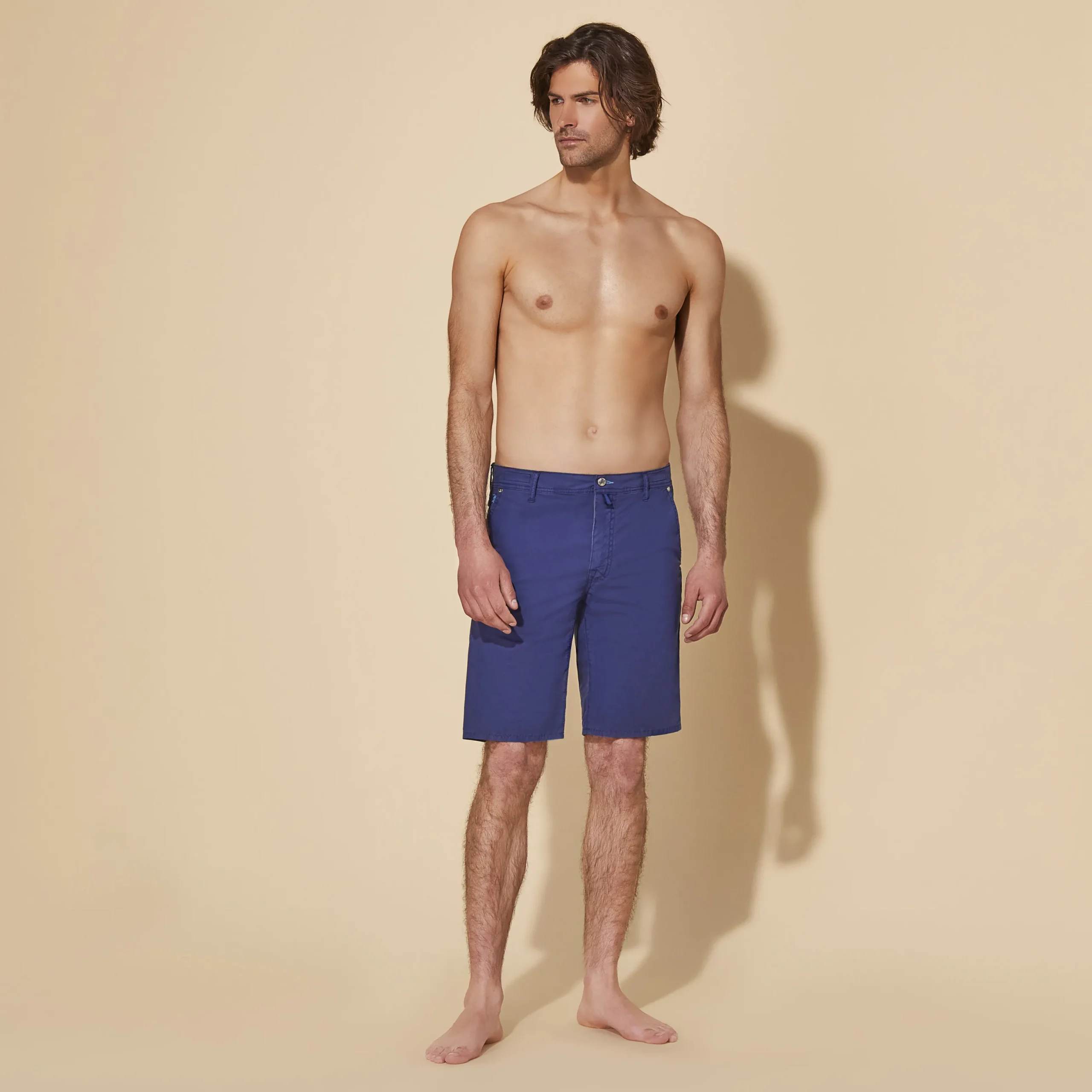 Outlet Vilebrequin Men Tencel Bermuda Trunks Solid Ultramarine/Blue