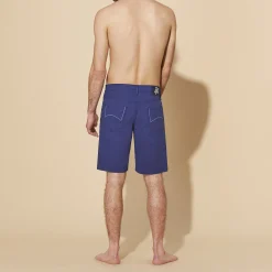 Outlet Vilebrequin Men Tencel Bermuda Trunks Solid Ultramarine/Blue