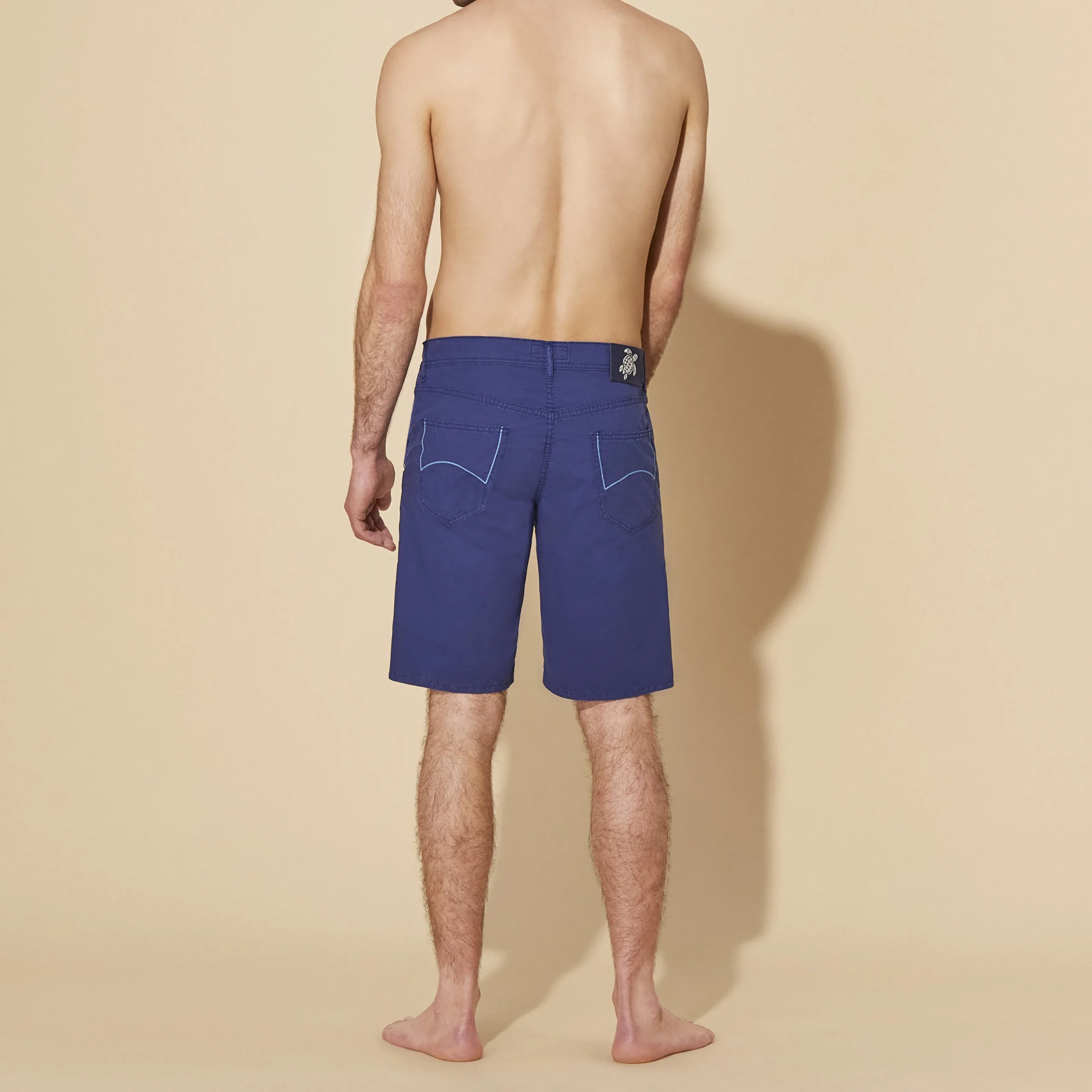 Outlet Vilebrequin Men Tencel Bermuda Trunks Solid Ultramarine/Blue
