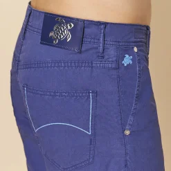 Outlet Vilebrequin Men Tencel Bermuda Trunks Solid Ultramarine/Blue