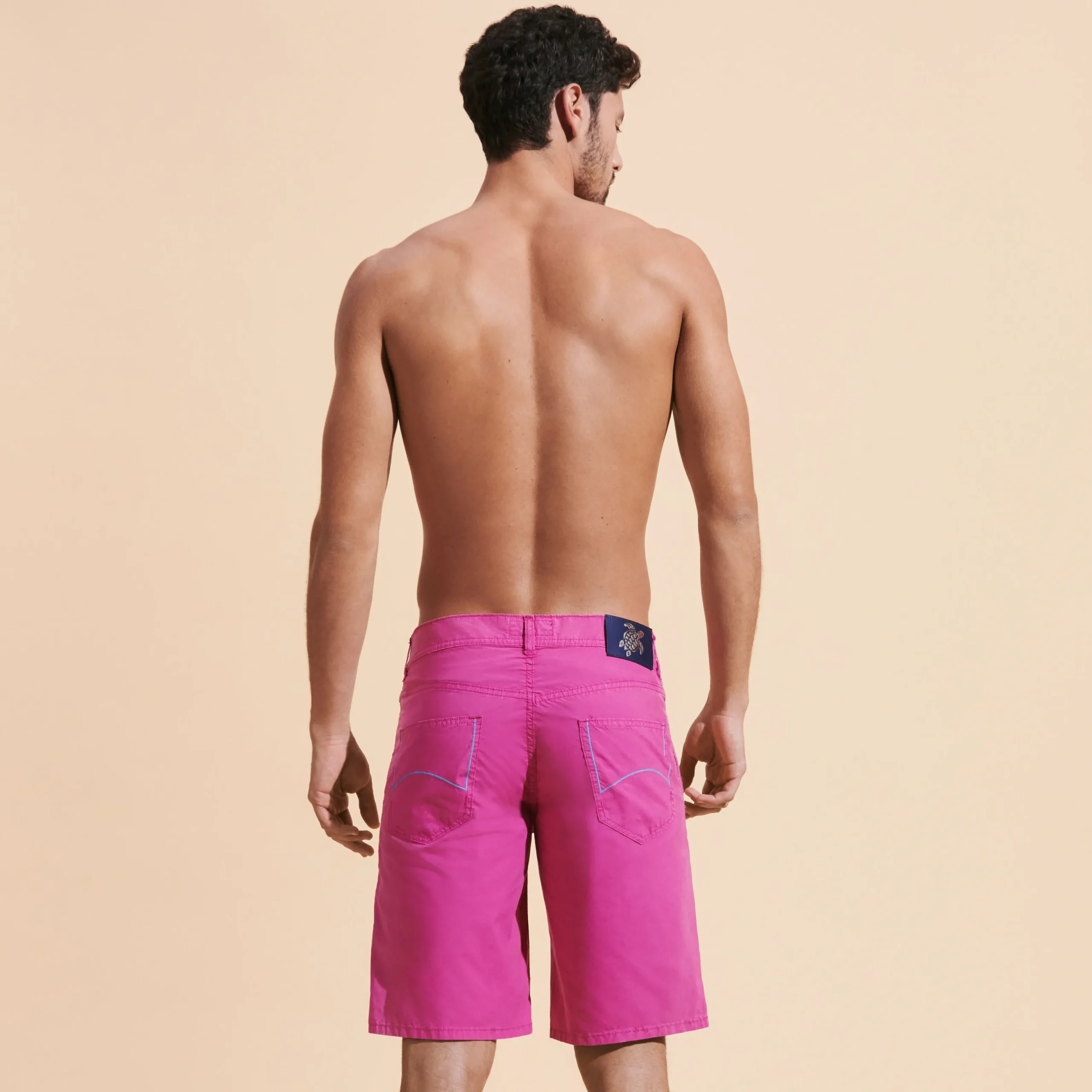 Store Vilebrequin Men Tencel Bermuda Trunks Solid Crimson Purple/Red