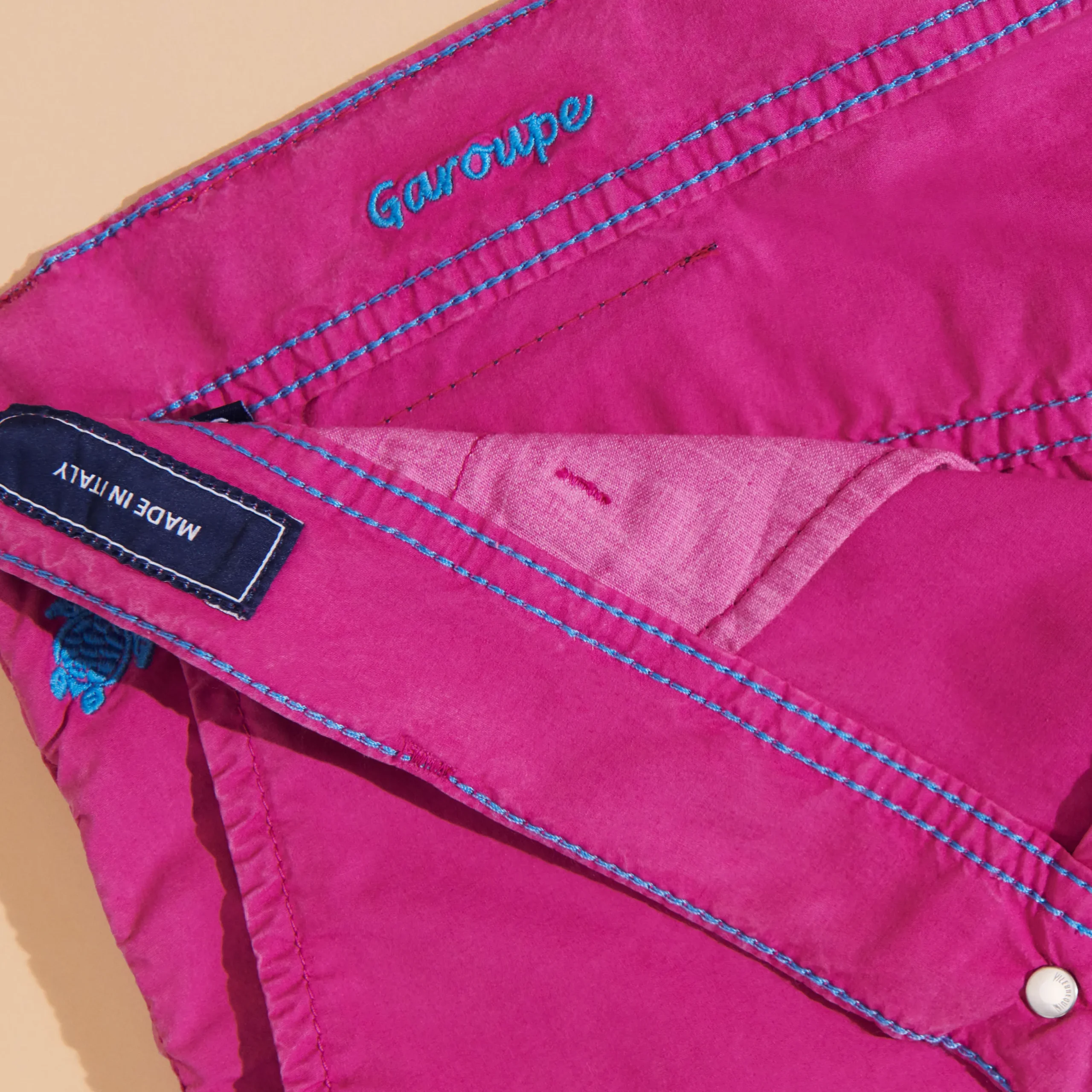 Store Vilebrequin Men Tencel Bermuda Trunks Solid Crimson Purple/Red