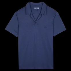 Shop Vilebrequin Men Tencel Polo Shirt Solid Navy/Blue