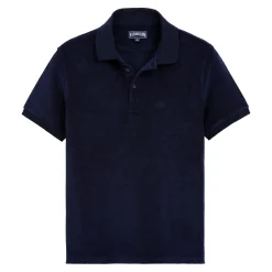 Discount Vilebrequin Men Terry Cloth Polo Shirt Solid Navy/Blue