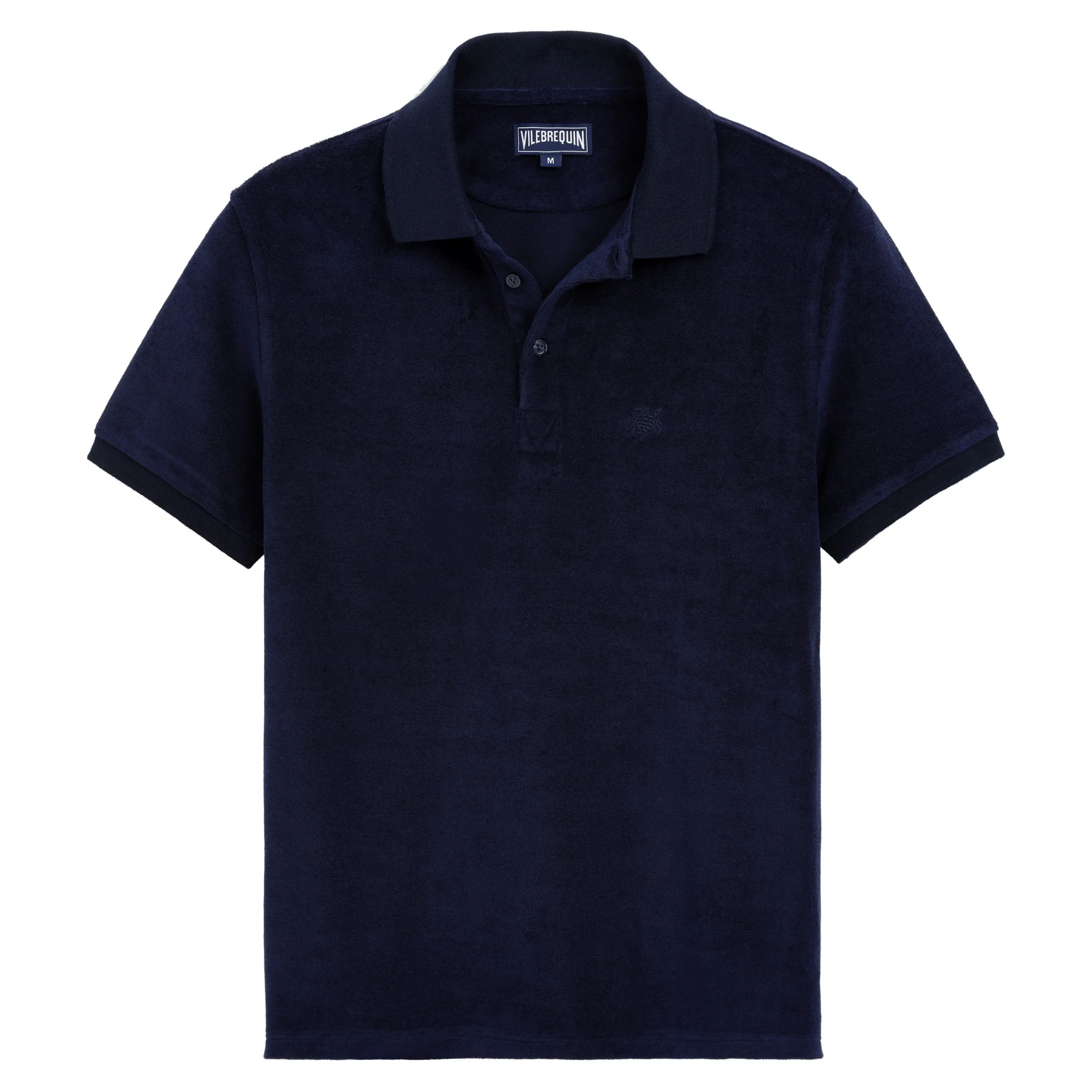 Discount Vilebrequin Men Terry Cloth Polo Shirt Solid Navy/Blue