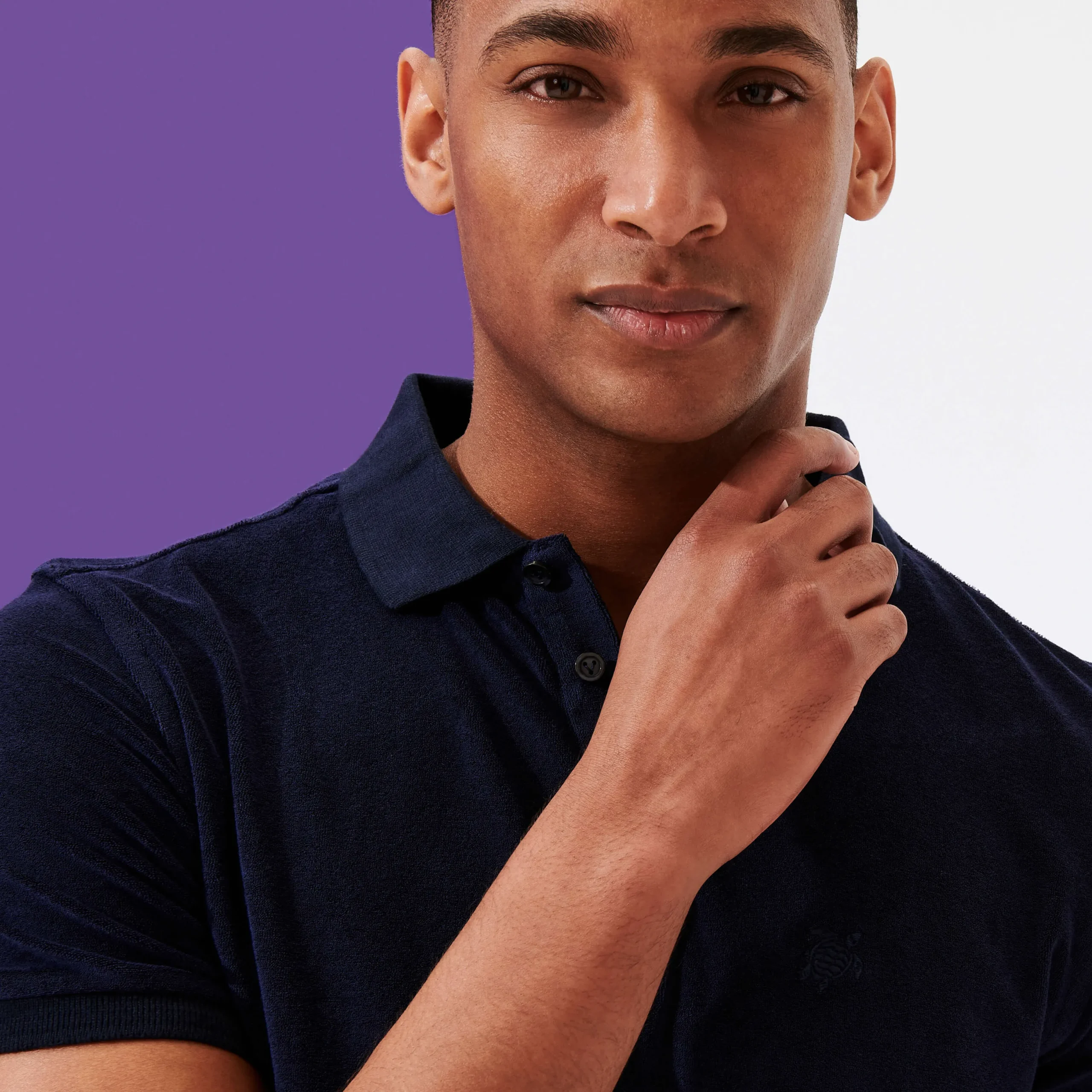 Outlet Vilebrequin Men Terry Polo Shirt Solid Navy/Blue