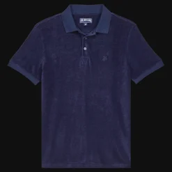 Outlet Vilebrequin Men Terry Polo Shirt Solid Navy/Blue