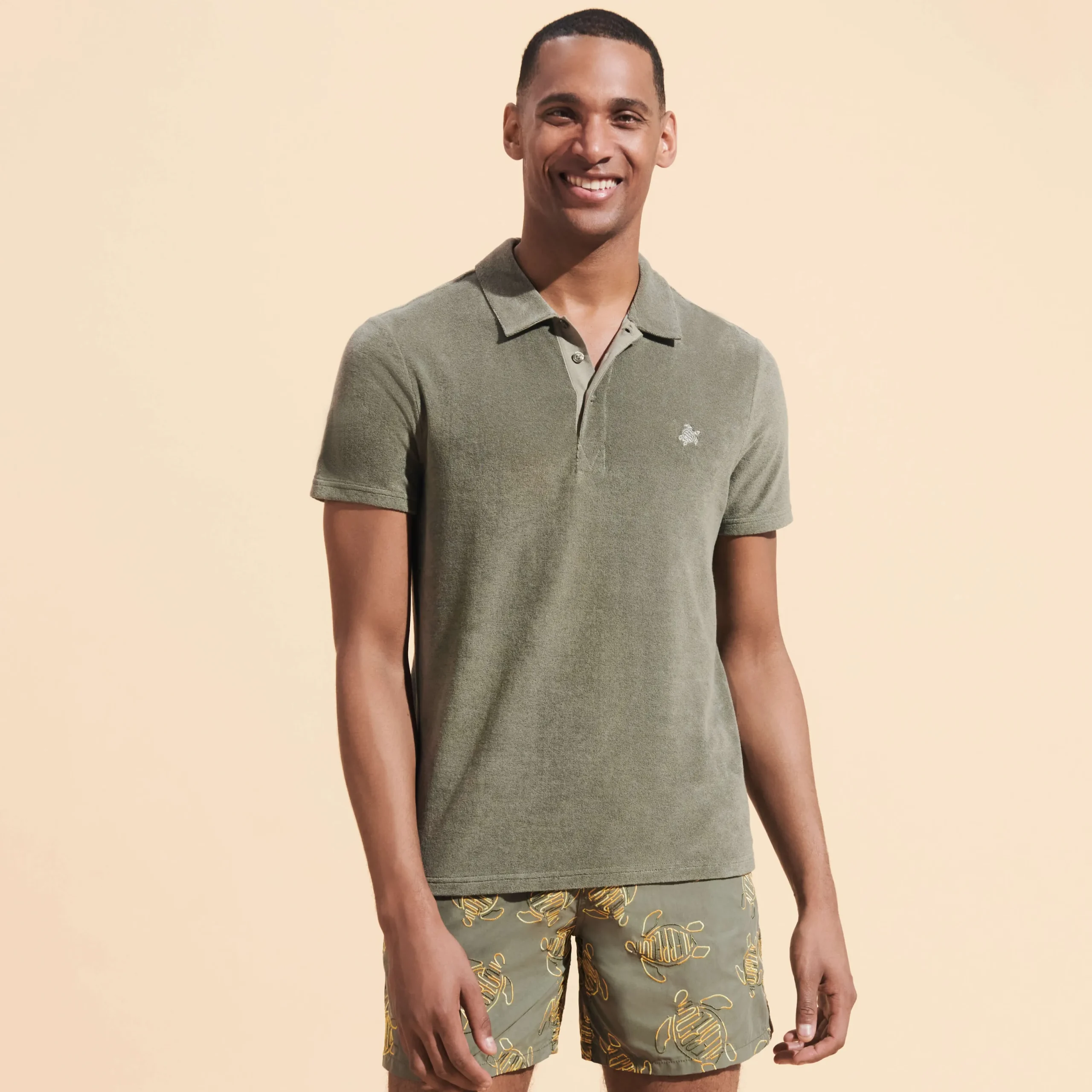 Shop Vilebrequin Men Terry Polo Solid Olivier/Green
