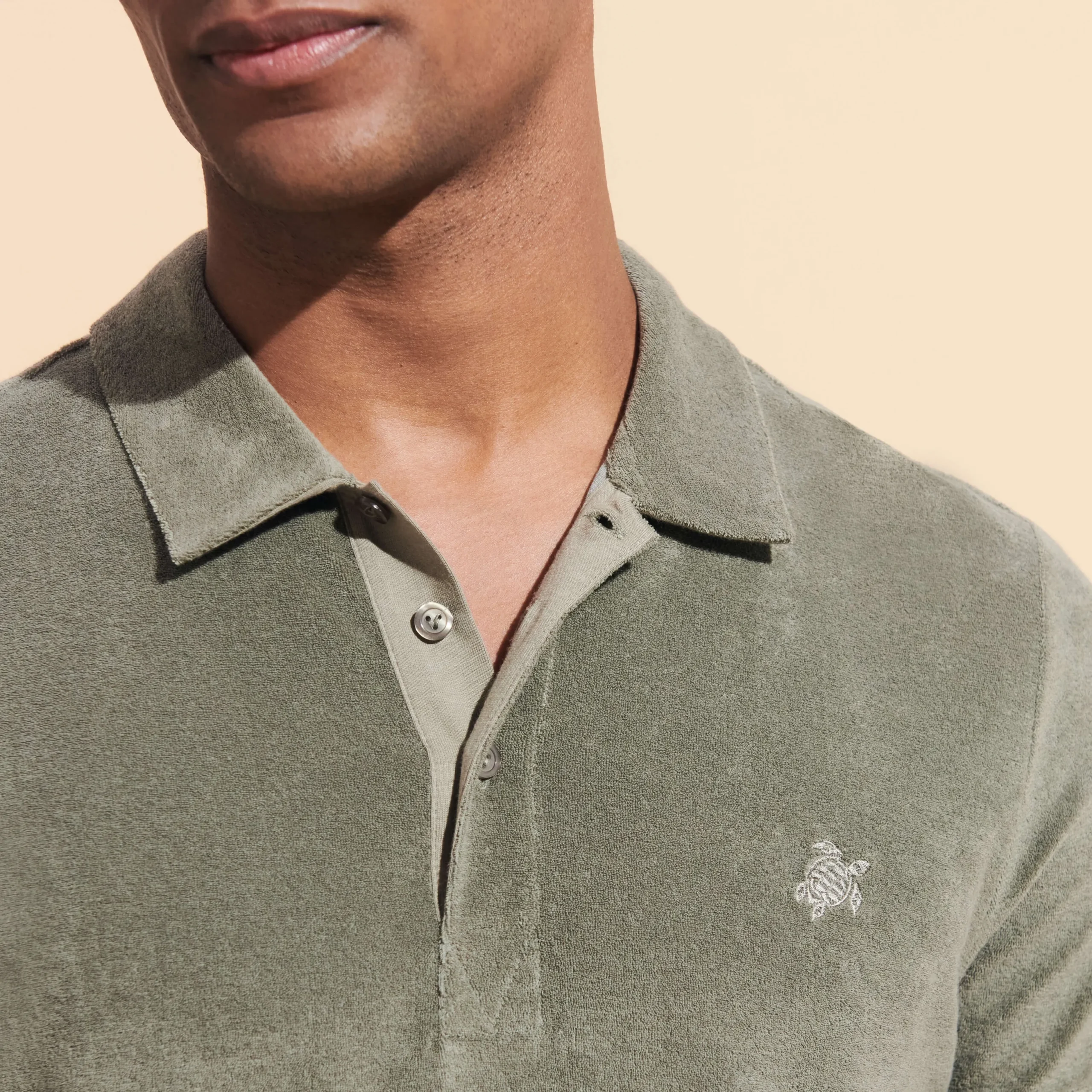 Shop Vilebrequin Men Terry Polo Solid Olivier/Green