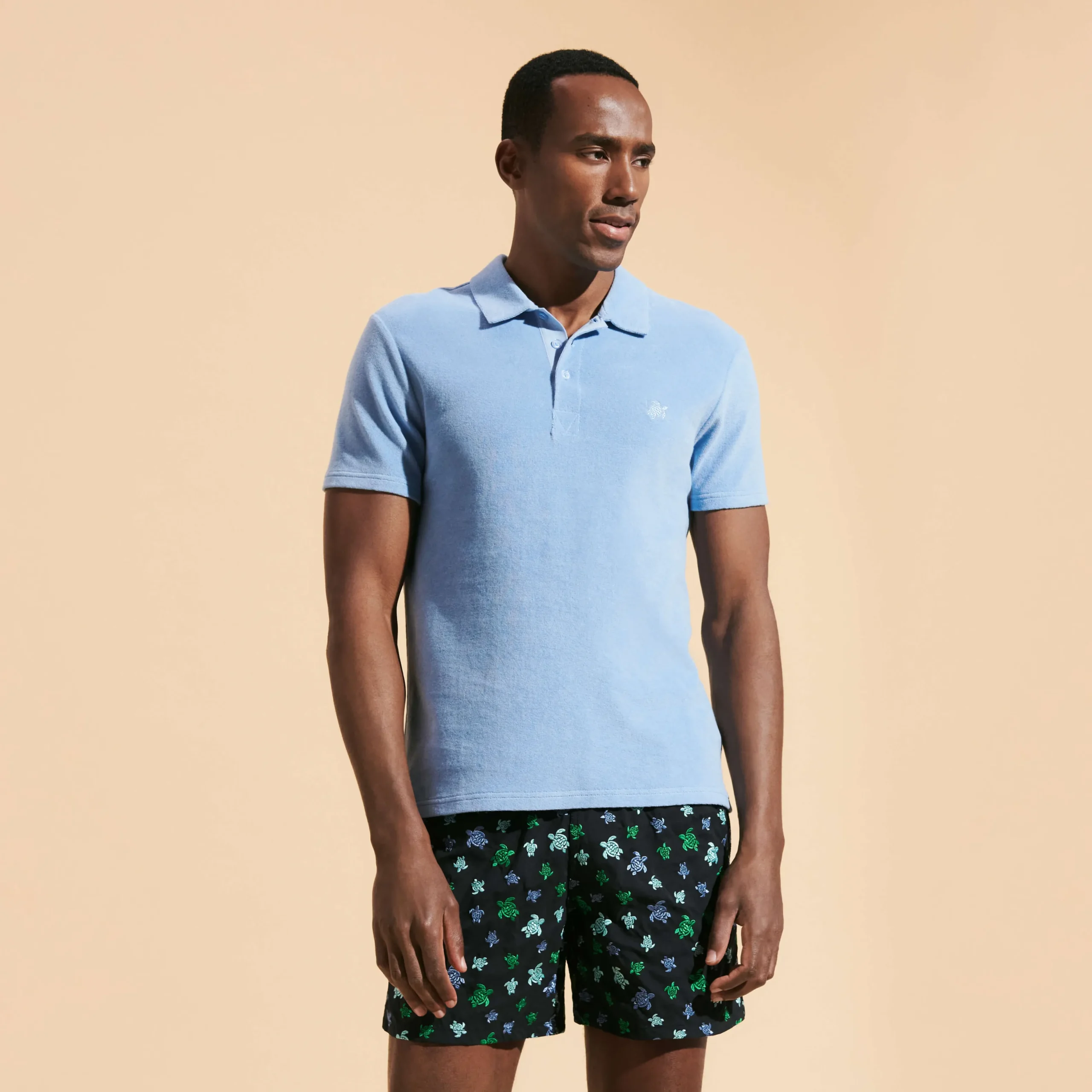 Online Vilebrequin Men Terry Polo Solid Divine/Blue