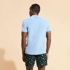 Online Vilebrequin Men Terry Polo Solid Divine/Blue