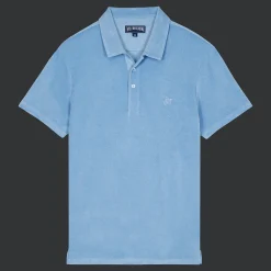Online Vilebrequin Men Terry Polo Solid Divine/Blue
