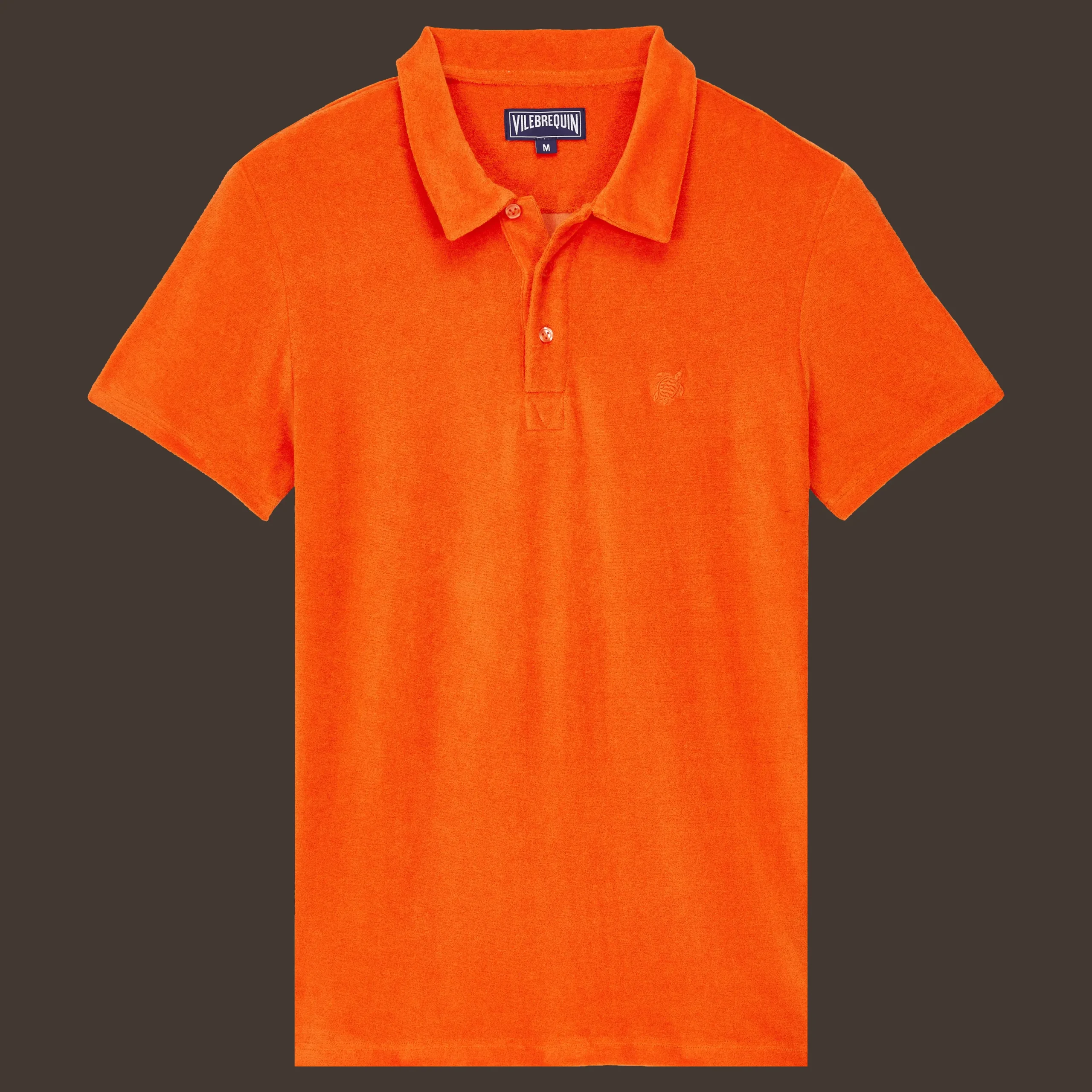 New Vilebrequin Men Terry Polo Solid Rust/Orange