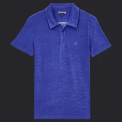 Hot Vilebrequin Men Terry Polo Solid Purple Blue/Blue