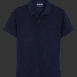 Fashion Vilebrequin Men Terry Polo Solid Navy/Blue