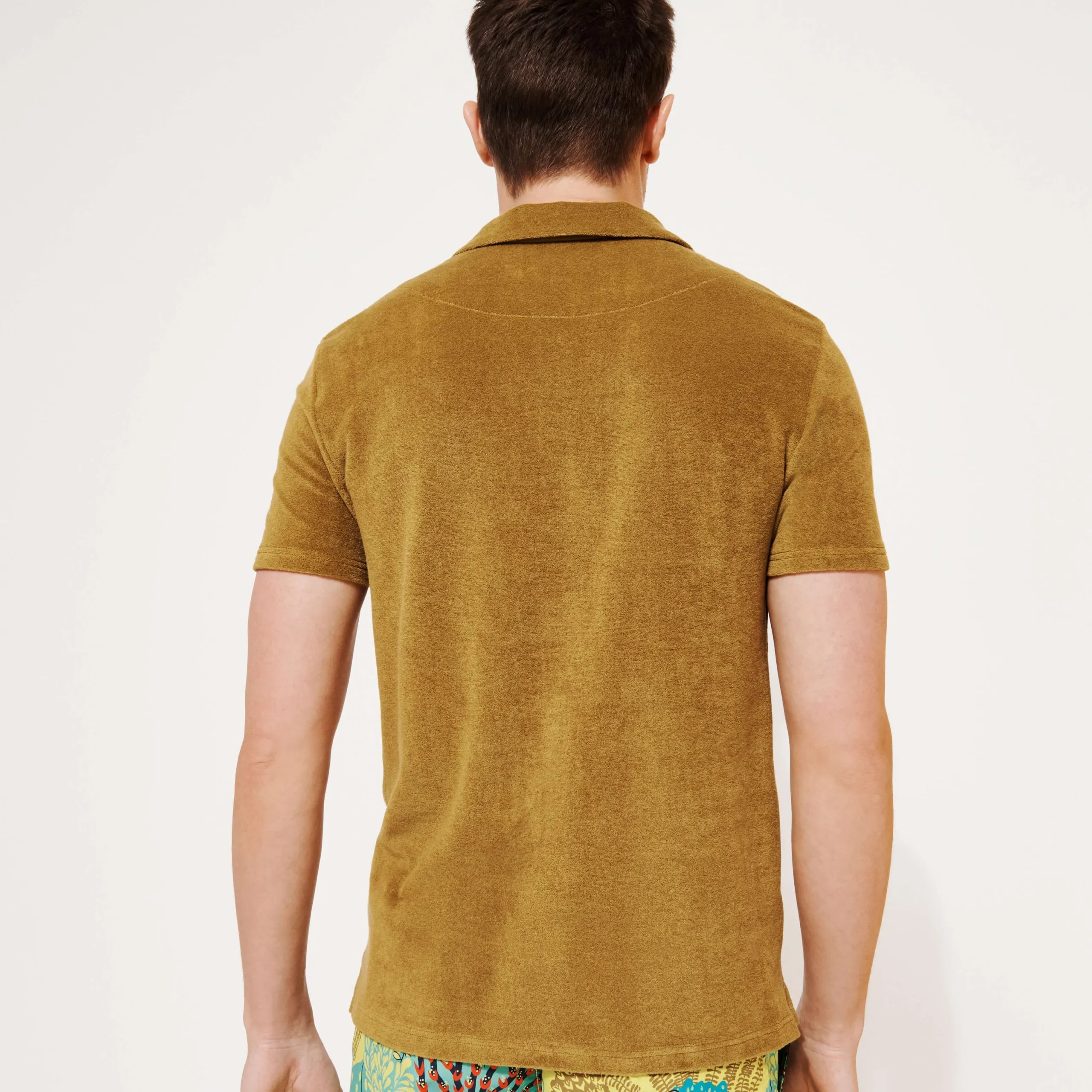 Online Vilebrequin Men Terry Polo Solid Bark/Beige