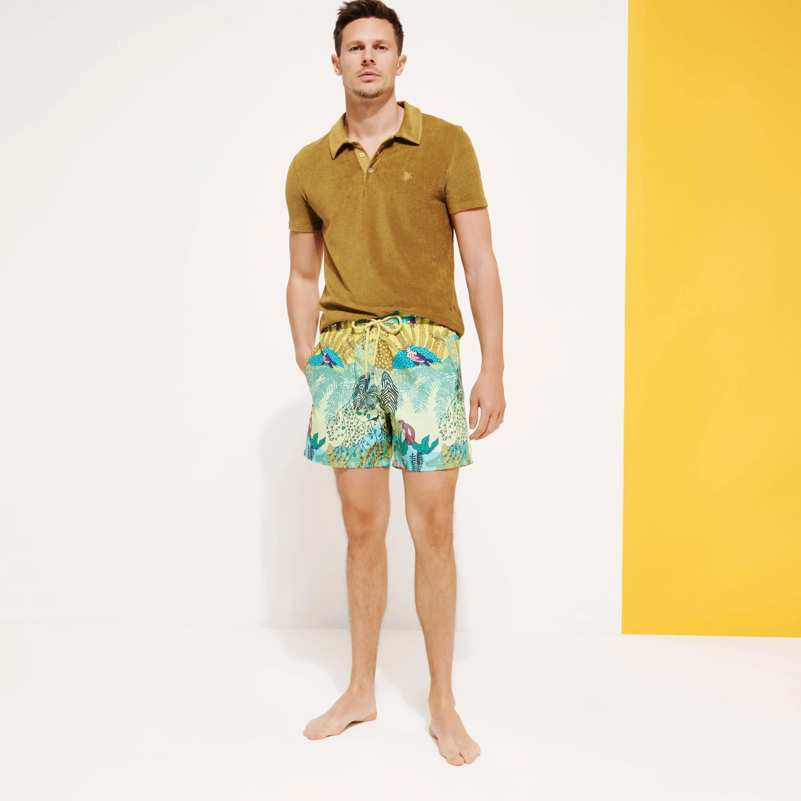 Online Vilebrequin Men Terry Polo Solid Bark/Beige