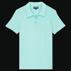 Best Vilebrequin Men Terry Polo Solid Lagoon/Blue